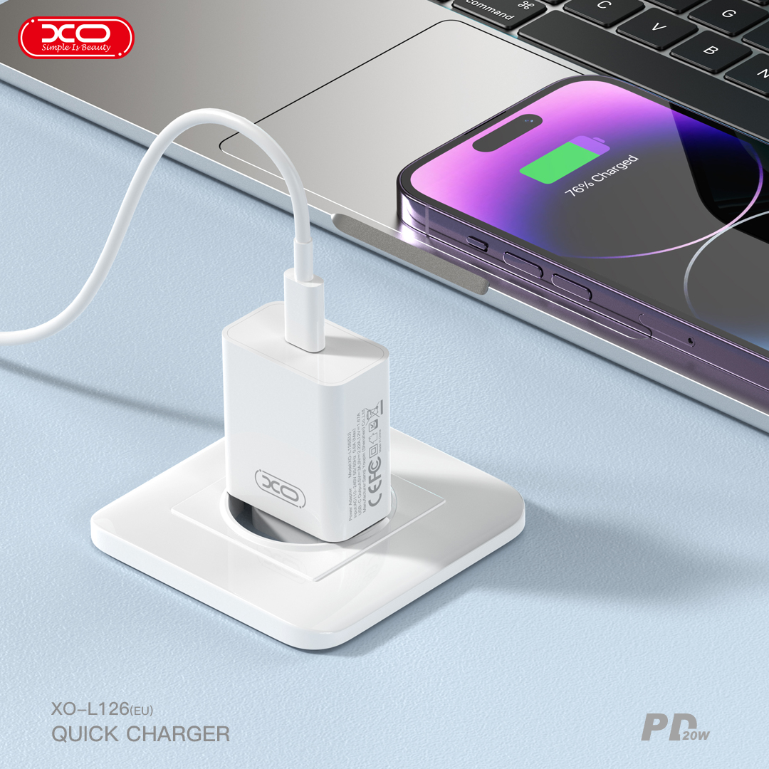 XO WALL CHARGER L126 PD 20W USB-C white | cooee.gr
