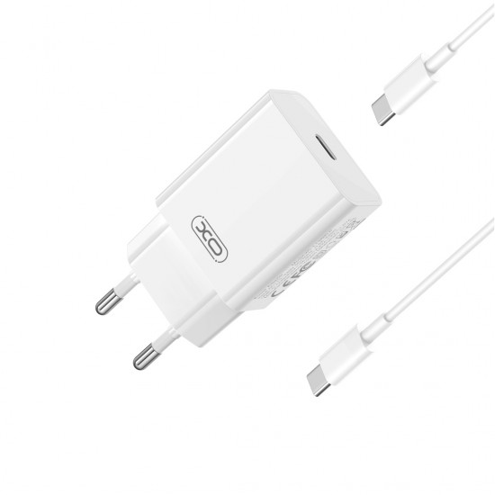 XO WALL CHARGER L126 PD 20W USB-C + CABEL TYPE C white | cooee.gr