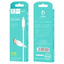 DENMEN DATA CABLE FOR IPHONE D01L WHITE | cooee.gr