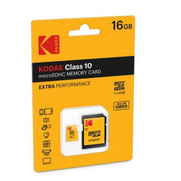 Memory Card microSD KODAK EXTRA PERFORMANCE 16GB CLASS 10 with adapter | cooee.gr6