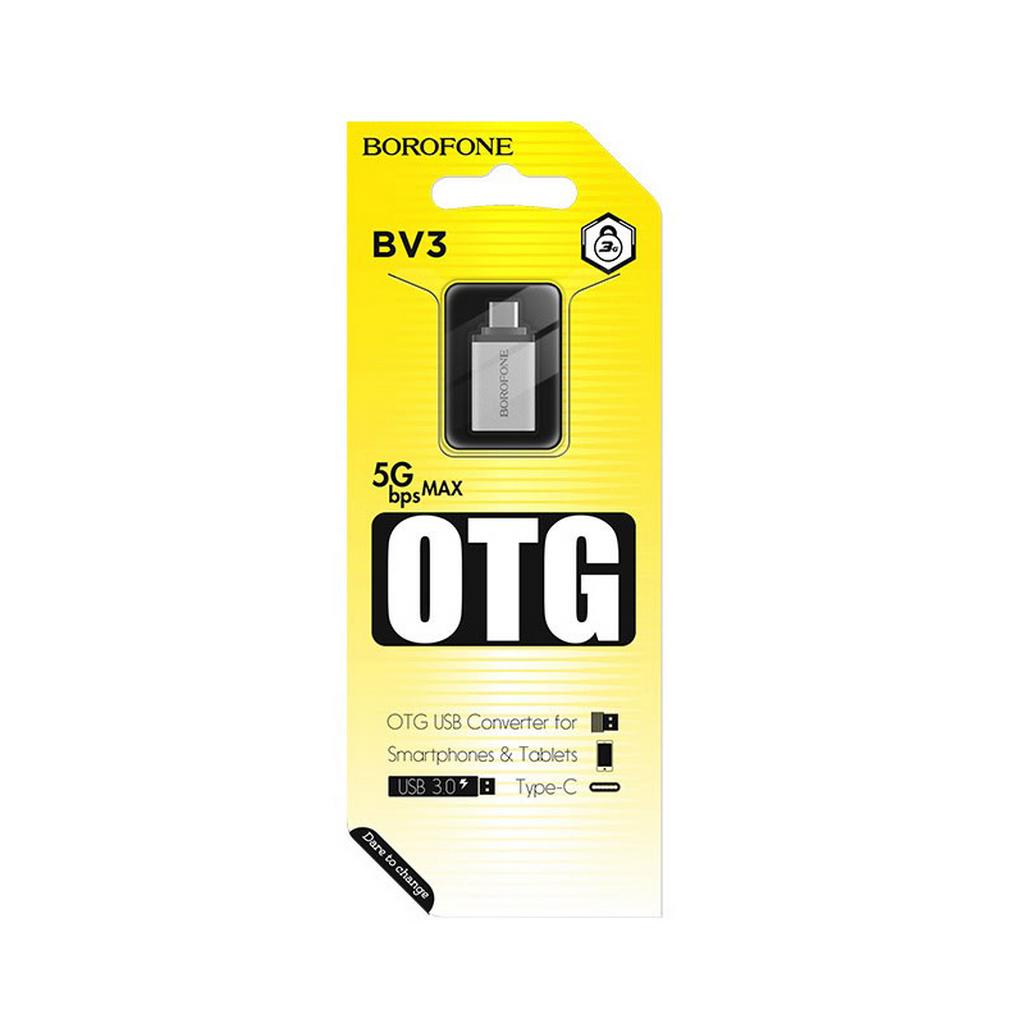 BOROFONE Adaptor connector - Type-C - USB OTG BV3 silver | cooee.gr