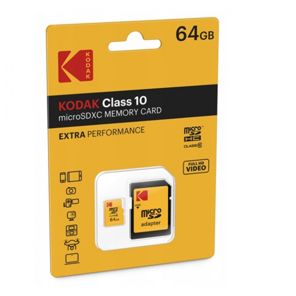 Memory Card microSD KODAK EXTRA PERFORMANCE 64GB CLASS 10 with adapter | cooee.gr