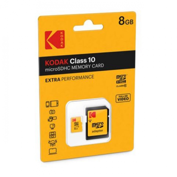 Memory Card microSD KODAK EXTRA PERFORMANCE 8GB CLASS 10 with adapter | cooee.gr6