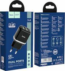 HOCO TRAVEL CHARGER N4 12W (2.4A) BLACK | cooee.gr