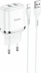 HOCO φορτιστής ταξιδίου - 12W (2.4A) 2x USB plug + IPHONE lightning cable N4 set white | cooee.gr